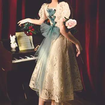 Prancūzijos šviesą saldus lolita suknelė vintage tvarstis bowknot peter pan apykaklės viktorijos suknelė kawaii girl gotų pasakos loli cos