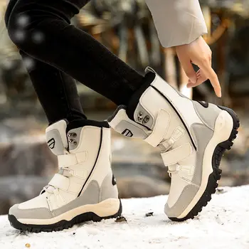 Oraqwlj Moterų vandeniui vaikščiojimo batai, Žieminiai Batai Platformos Išlaikyti Šiltas Kulkšnies Žieminiai Batai Su Storu Kailiu dygsniuotas boots Sniego Batai