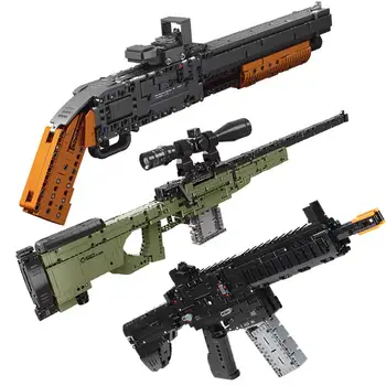 XINGBAO Aukštos Modeliavimas Žaislas Ginklą Serijos M1887 AWM Šautuvas HK416D automatas Blokai Švietimo Plytų Berniukų Žaislai