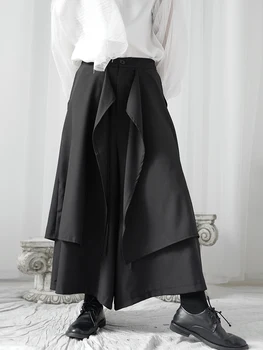 sijonas, kelnės moterims, kelnės Moterų sijonas, kelnės Tamsiai departamento Japonijos stiliaus Dvigubo sluoksnio Sukrauti kelnes Moterų prarasti plataus kojų kelnės