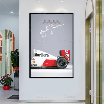 F1 Automobilių Ayrton Senna McLaren MP4/8 F1Champion Plakatas Sienos Menas Drobė Spausdinti Hd Modulinės Nuotraukos Kambarį Namų Dekoro Vyro Dovana