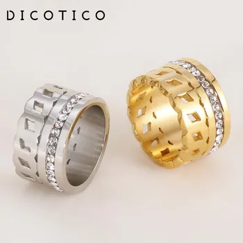 Dicotico Kūrybinis Dizainas, Aukso/color Tuščiaviduriai Nerūdijančio Plieno Žiedai Moterims Cirkonis Vestuvių Juostas, Žiedus Bague Papuošalai