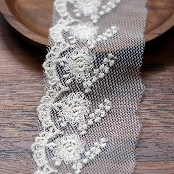 2 kieme off baltos spalvos nėrinių medvilnės, siuvinėta nėriniais, prancūzijos Tiulio audinio PASIDARYK pats apdailos suknelė vestuvių suknelė siuvimo reikmenys