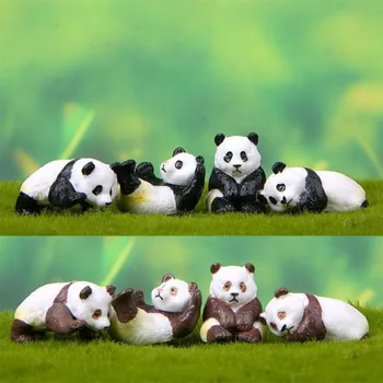4pcs Mielas Panda Moss Micro Kraštovaizdžio Terariumai, Statulėlės, Apdailos Dervos Juokinga Panda Kūdikiams Sodo Ornamentu Miniatiūriniai