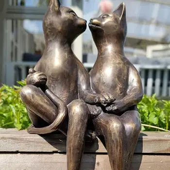 Poros Meilės Kačių Figūrėlės Dervos Pažintys Cat Statula Mielas Gyvūnas Katė Ornamentai, Skulptūros Biure Sodo Darbalaukio Namų Puošybai