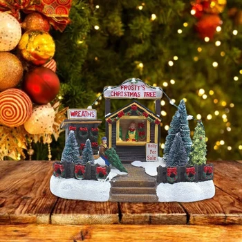 Kūrybos LED Šviesos Kalėdų Sniego Namus Šviesos Kaime Statulėlės Dervos Ornamentas, Papuošimas Atostogų Kalėdos Dovanas