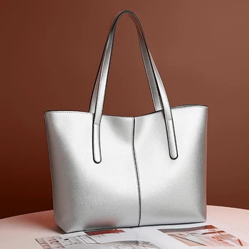 Mados didelio pajėgumo moterų maišelį tendencija kietosios spalvos minkštas odinis pečių maišą 2021 naujas rankinės paprastas 4-spalvos pirkinių maišą