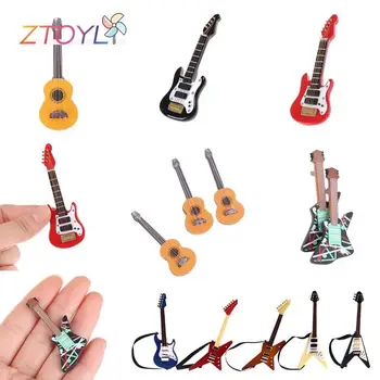 1:12 Miniatiūriniai Lėlių Muzikos Elektrinė Gitara Vaikams Muzikinis Žaislas Namų Dekoro