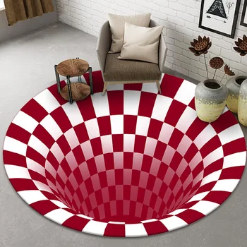 Abstrakti juoda ir balta spiralė sukama optinė iliuzija apvalus kilimas gyvenimo kambario, miegamasis kilimas, virtuvė, vonios kambarys neslidus kilimėlis