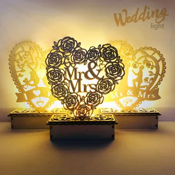 Miegamasis Dekoro Medinis LED Šviesa, Širdies Formos Ornamentu Kūrybos Valentino Dienos Dovanos Naktį Šviesos Vestuves Dekoratyvinės Lempos