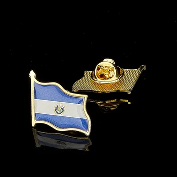 Centrinės Amerikos Respublika, El Salvadoras Naujovė Plevėsuojanti Vėliava Modelio Aukso spalvos Sagė Atvartas Smeigtukai Dovana