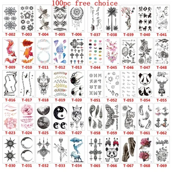 100 Gabalas Vandeniui Laikina Tatuiruotė Lipdukų Rinkinys Smulkių Gyvūnų Šviežios Gėlės, Vyrai ir Moterys, Didmeninė Meno Netikrą Tatuiruotės Arm Tatuiruotės