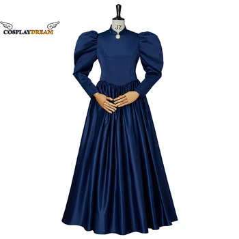 1890 Viktorijos Viduramžių Suknelė Tamsiai Mėlyna Victoria Rankovėmis, Ilgas Sijonas Cosplay Kostiumas Helovinas Šalis Suknelė Teatro Drabužių