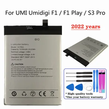 2022 Naujas 5150mAh Baterija UMI Umidigi F1 / F1 Play / S3 Pro / S3Pro / F1Play Originalaus Bateria Baterijas + Įrankiai