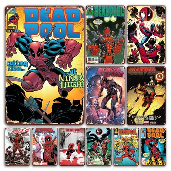 Marvel Legends Meno Metalo Plakatas Alavo Pasirašyti Derliaus Deadpool Metalo Plokštės Shabby Chic Gimtadienio Dovana Retro Kambario Sienų Dekoras Plokštelės