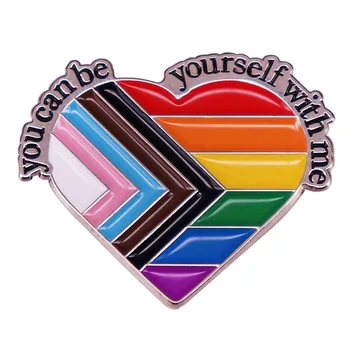 C3348 Jūs Galite Būti Patys Su Manimi emalio pin Saugią Erdvę Trans vėliavos LGBTQIA ally sagė ženklelis kaiščiai kuprinės Žavesio Papuošalai