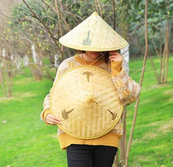 Kinų Stiliaus Bambuko Rotango Skrybėlės, Retro, Rankų darbo Pynimas Šiaudų Skrybėlę Turizmo Lietaus Bžūp Šokių rekvizitai Kūgio Žvejybos skėtį nuo saulės Skrybėlę Žvejys