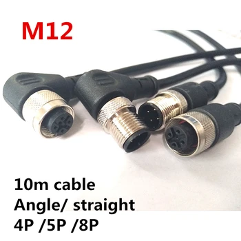 5vnt/daug 10M kabelis M12 Jutiklio Jungtis, Kabelis atsparus Vandeniui plug Male&Female 4 5 8Pin +10m PVC line Tipo