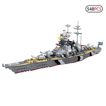 Vokietija WW2 Karo laivų Serijos Blokai Šarvuotis Bismarko Modelis Plytų II Pasaulinio Karo Karinės Karys Ginklas Žaislai Vaikams Dovanų