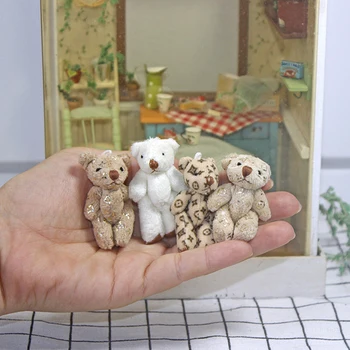 1PC Lėlės namas namo scenos dekoravimo, modeliavimo Mini Pliušinis Meškinas Žaislas Kalėdų Dovanos Pora Dovanos