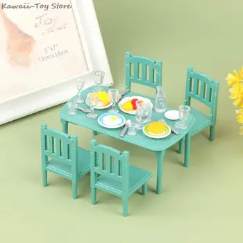 1 Set 1:12 Aukštos Kokybės Valgomojo Stalas, Kėdės Modelis Miniatiūriniai Lėlių Mediniai Baldai Žaislas Lėlių Restoranas Apdaila
