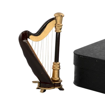 Miniatiūrinės Medinės Arfa Modelis Mini Harfe Muzikos Instrumentas, 1/12 Lėlių ob11 1/6 Veiksmų skaičius, Priedai bjd negali žaisti