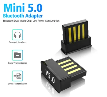 USB Bluetooth Adapteris V5.0 Wireless Dongle Kompiuteris PC 