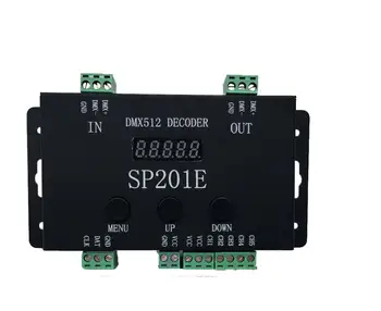 SP201E DMX512 Dekoderis valdytojas SPI Signalas Naudojamos RGB led juostelės Pikselių LED 5 Kanalo PWM Išėjimo WS2812B 1903 TM1804 DC5V-24