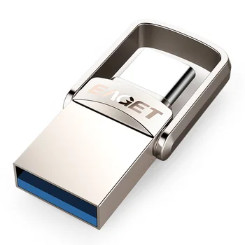 EAGET CU20 USB Flash Drive 32GB OTG Metalo USB 3.0 Pen Ratai Klavišą 64GB C Tipo Didelės Spartos pendrive Mini Flash Drive, Memory Stick