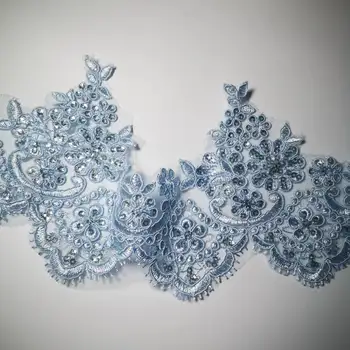 1 Kiemas 13cm pločio Mėlynos Cording Audinio Blizgančiais Gėlių Venise Venecija Akių Nėrinių Apdaila Aplikacijos, Siuvimo Amato Vestuvių Decratiom