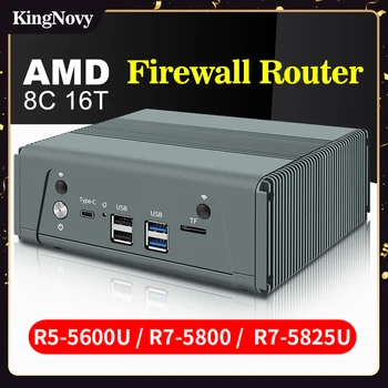 4 LAN Firewall Router AMD NAS Ryzen 7 5825U 8 Core 16 Sriegis 4*Intel i226-V 2.5 G Mini PC 3*NVMe 2*SATA DP Tipo C 3x4K UHD