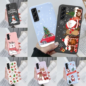 Kalėdų, Naujųjų Metų Case For Samsung Galaxy S22 Plus Ultra Telefono Dangtelį Animacinių filmų Elnių Kalėdų Senelio Minkštos TPU Funda Samsung S22