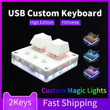 Mini Programavimo Makro Klaviatūros RGB 2Key Nukopijuokite ir Įklijuokite Photoshop Žaidimų Klaviatūra USB Hotswap Mechaninė Klaviatūra Macropad keycap