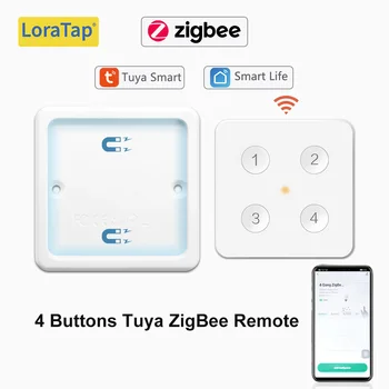 Tuya ZigBee 3.0 Bevielio 4-Mygtukas Nuotolinio Valdymo Scene Switch Suderinama su Smart Gyvenimo Namų Asistentas Zigbee2MQTT 