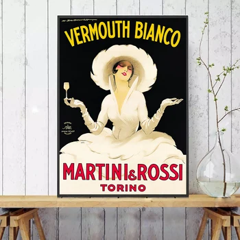 Vermutas Martini Bianco ir Rossi Derliaus Maisto ir Gėrimų Plakatas HD Spaudinių Sienos Meno Nuotrauką Kambarį Namo Apdaila Cuadros