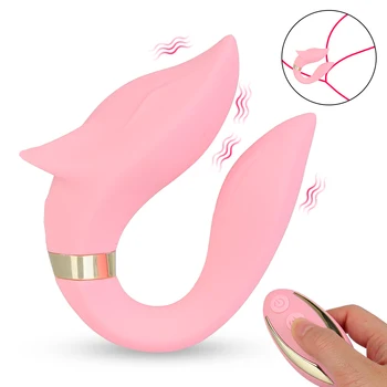 OLO Dukart vadovavo Vibracijos Žiedą Nešiojami Klitorio Stimuliatorius FOX Vibratorius 9 Režimas Rezonansinis Sekso Žaislas Moterims Pora