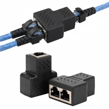 2VNT RJ45 Splitter Adapteris 1 2 Dual Moterų USB į RJ45 Port 8P8C Extender Prijungti LAN Sąsaja Ethernet Lizdo Jungtis