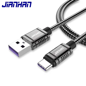 JianHan Prabanga metalo USB Kabelį, Tipas C Kabelio 5A Greitai Įkrauti Duomenų Sinchronizavimo laidas Laidas 