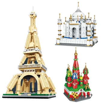 Naujas 2021 Architektūros Eifelio Bokštas Taj Mahal Saint Vasilijus ' s Cathedral Pilies Statyba Blokai Kit Plytų Klasikinis Modelis Vaikams, Žaislai