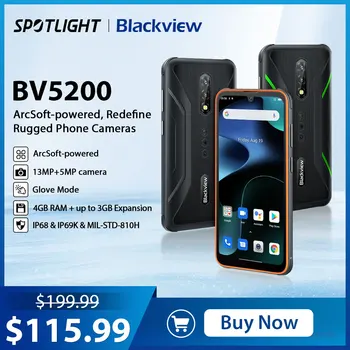 [World Premerie] Blackview BV5200 4G Tvirtas Telefonas, 4GB 32GB 5180mAh Išmanusis telefonas atsparus Vandeniui Android 12 Mobilųjį Telefoną ArcSoft Kameros