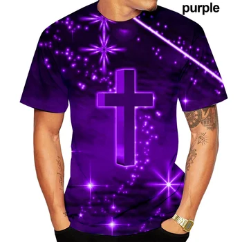 Naujas ir Madingas Vasaros Vyrų Krikščionių Kryžius Unisex Jėzus 3D Print T-shirt Viršų
