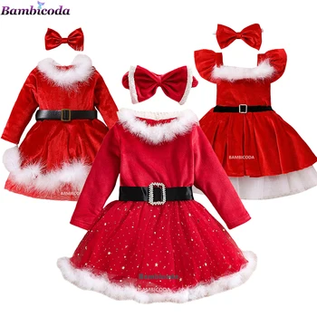 Kalėdų Suknelė Mergaitėms Žiemos Bamblys Vaikas Vaikui Suknelės Mergina Kalėdos Šalis Princesė Kostiumai Ilgomis Rankovėmis Santa Claus Komplektai