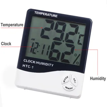 1pc LCD Skaitmeninis Termometras su Drėgmėmačiu Drėgmės, Temperatūros Testeris Žadintuvo Jutiklis Zondas Tatuiruotė Tiekimo Makiažas