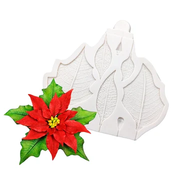 Poinsettia Kalėdinė Silikono Torto Kepimo Formą Sugarcraft Šokolado Keksas Minkštas Tortas Dekoravimo Įrankiai