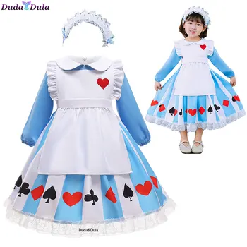 Helovinas Vaikams Mergaičių Anime Alice Birthday Party Dress Vaikas Bailys Tarnaitė Lolita Cosplay Kostiumų Princesė Dress Kambarinės Drabužių