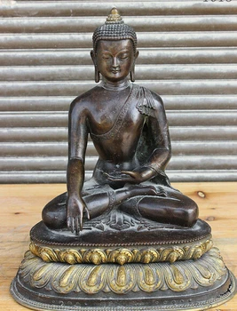21 cm Tibeto Budizmo Bronzos Sakyamuni Tathagata Shakyamuni Amitabha Budos Statula