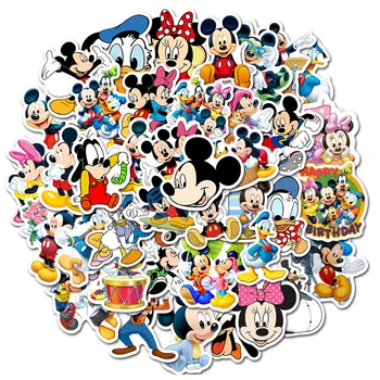 10/50PCS Disney Mickey Mouse Lipdukai Cartoon Vaikų Lipdukai Gitara Riedlentė Telefonas atsparus Vandeniui Grafiti Filmą Lipdukai