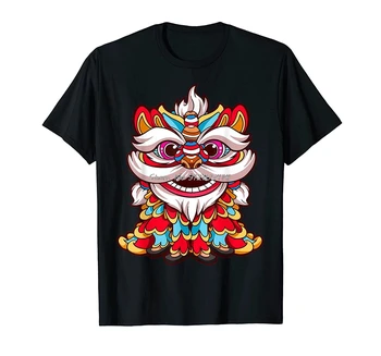 Kinijos Lion Dance Marškinėliai Kinijos Liūtas Marškinėliai T-Shirt Tees Vyrų Cottno Marškinėliai Streetwear