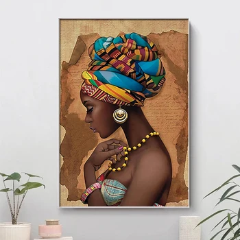 Afrikos Juodaodžių Moterų Paveikslai Tapyba Dažytos Sienos Plakatas Nuotrauką Freskos Modernaus Namo Gyvenimo Kambario, Miegamasis Apdailos Cuadros Dovanos