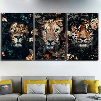 džiunglių gyvūnų Tigras, Liūtas nuotrauką 5d kvadratiniu diamond tapybos Turas kalnų krištolas mozaika, siuvinėjimas kryželiu Pasakų meno